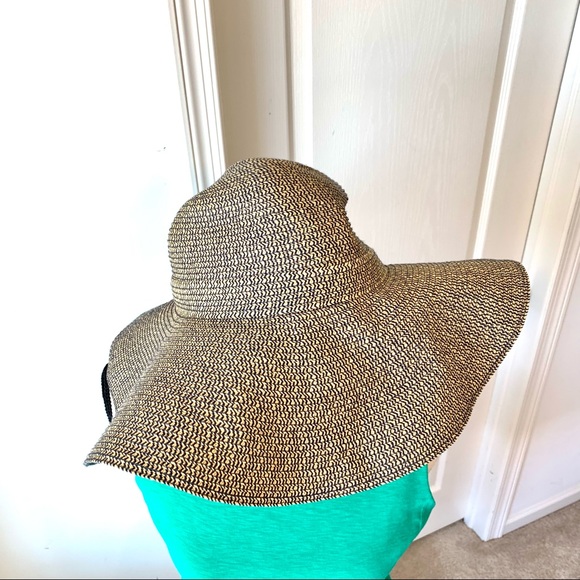 D&Y Navy/Brown Combo 100% Paper Floppy Sun Hat - Picture 2 of 13